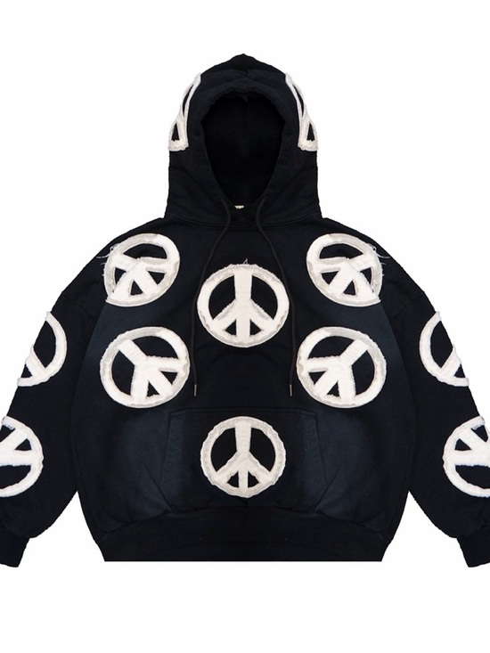 Watson Other - ☮️✌🏾☮️ Watson Heavyweight FrayedPeace Sign Black Hoodie - Size L